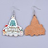 Christmas Printed Basswood Dangle Earring EJEW-JE03154-03-2
