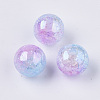 UV Plating Transparent Crackle Acrylic Beads X-TACR-Q271-001B-1
