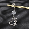 Alloy Crystal Rhinestone Dangle Curved Barbell Belly Rings LS-AJEW-R007-04P-04-1