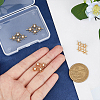 SUPERFINDINGS 4Pcs Brass Pave Clear Cubic Zirconia Connector Charms KK-FH0007-05-3