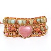 Bohemia Style Heart Natural Rhodochrosite & Shoushan Beads Multi-strand Bracelets FS-WGBC1C4-01-1