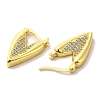 Clear Cubic Zirconia Heart Hoop Earrings EJEW-A095-01G-3