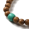 6mm Round Sandalwood and Synthetic Turquoise Beaded Stretch Bracelets BJEW-B080-08C-2