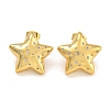 Brass Micro Pave Clear Cubic Zirconia Stud Earrings LS-EJEW-L295-002C-G-1