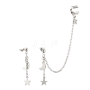 Moon and Star Alloy Asymmetrical Earrings EJEW-JE04888-02-6