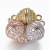 Brass Micro Pave Cubic Zirconia Magnetic Clasps with Loops ZIRC-L082-B-01-1