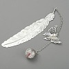 Silver Tone Brass Feather Bookmarks AJEW-WH0020-55S-01-1