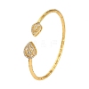 Teardrop Rack Plating Brass Cubic Zirconia Cuff Bracelets for Women BJEW-M040-03G-1