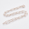 Brass Round Oval Paperclip Chain Necklace Making MAK-S072-04A-RG-2