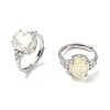 Brass Micro Pave Cubic Zirconia with Synthetic Lemon Quartz Cuff Open Rings RJEW-T035-01P-A-4