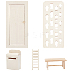 Olycraft 5Pcs 5 Styles Mini Wood Ladder & Letter Box & Tea Table & Fairy Door & Foot Pads DJEW-OC0001-44-1