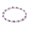 Natural & Synthetic Mixed Gemstone Round & Glass Mushroom Beaded Stretch Bracelet for Women BJEW-JB09266-4