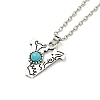 Letter A~Z Antique Silver Plated Alloy with Synthetic Turquoise Pendant Necklaces NJEW-G080-01V-2
