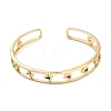 Brass Hollow Lightning Bolt Open Cuff Bangles with Colorful Glass for Women BJEW-M312-10G-2