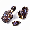 Assembled Synthetic Bronzite and Imperial Jasper Openable Perfume Bottle Pendants G-S366-058D-3