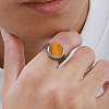 304 Stainless Steel with Natural Tiger Eye Finger Rings for Men FS-WGE1297-05-2