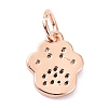 Brass Micro Pave Cubic Zirconia Charms X-ZIRC-C022-22RG-2