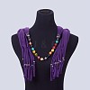 Simple Design Women's Beaded Cloth Scarf Necklaces NJEW-K111-02A-3