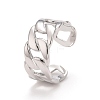 304 Stainless Steel Curb Chain Open Cuff Ring for Women RJEW-A005-32P-2