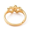 Clear Cubic Zirconia Interlocking Double Heart Adjustable Ring RJEW-C029-06G-3