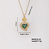 Vintage Brass Micro Pave Cubic Zirconia Heart Pendant Necklace for Women MF6183-3-1