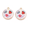 Printed Rack Plating Alloy Enamel Pendants ENAM-T020-02D-1