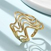 Ion Plating(IP) 304 Stainless Steel Wave Open Cuff Ring for Women RJEW-M025-01G-1