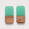 Two-tone Transparent Resin & Walnut Wood Pendants RESI-S384-008A-B03-2