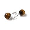 Natural Tiger Eye Stud Earrings G-B075-02P-07-2