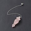 Natural Rose Quartz Pointed Dowsing Pendulums AJEW-B020-03P-07-3
