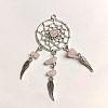 Antique Silver Plated Alloy Big Pendants with Natural Rose Quartz Chips PALLOY-CJ00023-03-1