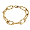 304 Stainless Steel Paperclip Chain Bracelets for Women Men BJEW-Z143-24G-4