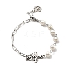 304 Stainless Steel Link Bracelet with CCB Pearl Beaded Chains for Women BJEW-C025-08-2