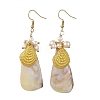 Ocean Shell Pearl & Electroplated Natural Freshwater Shell Dangle Earrings for Women EJEW-JE07400-4