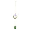 Natural Green Aventurine Chips & Agate Slice Suncatcher AJEW-C048-01D-1