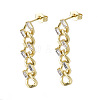 Brass Micro Pave Clear Cubic Zirconia Dangle Stud Earrings EJEW-N011-12G-NF-3
