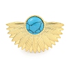 Ion Plating(IP) 304 Stainless Steel Synthetic Turquoise Cuff Rings G-Z056-07G-04-2