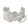 Stainless Steel Chunk Leaf Open Cuff Bangles for Women BJEW-G719-17P-2
