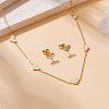 Heart Stainless Steel & Natural Shell Necklaces & Stud Earrings Sets FS-WGB84F7-02-2