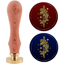 Brass Wax Seal Stamp with Handle AJEW-WH0184-0519