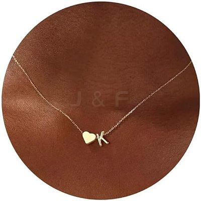 Simple Style Adjustable 316L Surgical Stainless Steel Heart and Initial Pendant Necklaces for Women WG95AEF-11-1