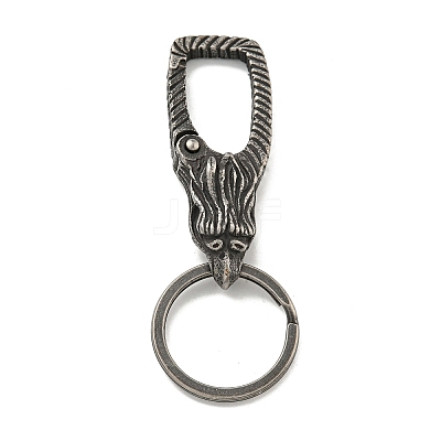 Tibetan Style 316 Surgical Stainless Steel Fittings with 304 Stainless Steel Key Ring FIND-Q101-06AS-01-1