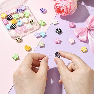 36Pcs 18 Styles Hounds Tooth Pattern Paint Alloy Beads FIND-CJ0003-27-1