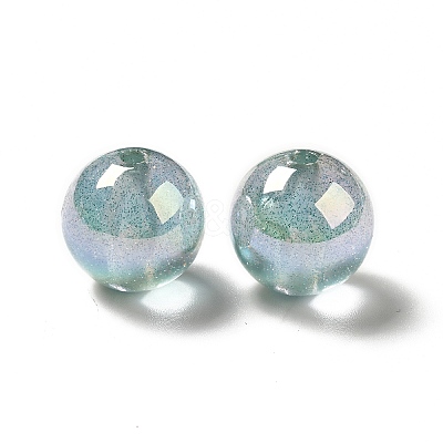 UV Plating Transparent Rainbow Iridescent Acrylic Beads OACR-D010-01H-1