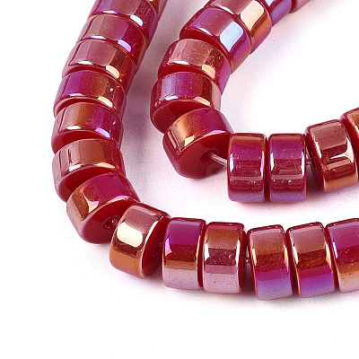 AB Color Plated Opaque Glass Beads Strands GLAA-T026-4x8mm-P03-1
