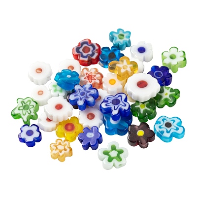 30Pcs Handmade Millefiori Glass Beads LAMP-FS0001-02C-1