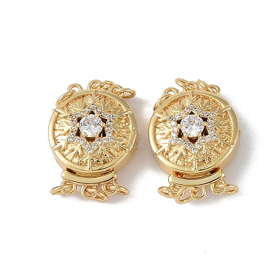 Rack Plating Brass Micro Pave Clear Cubic Zirconia Box Clasps KK-G494-09G-1