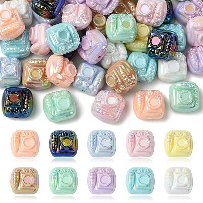 50Pcs 10 Colors UV Plating Opaque Acrylic Beads PACR-CJ0001-47-1