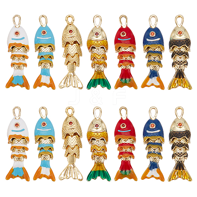 7Pcs 7 Colors Rack Plating Brass Pendants KK-DR0001-52-1