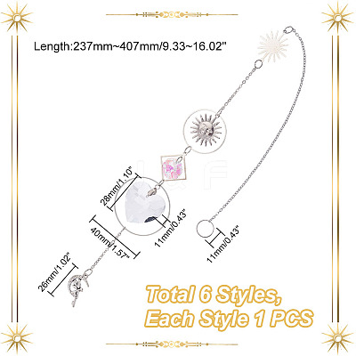 AHADEMAKER 6Pcs 6 Style Hanging Suncatcher HJEW-GA0001-30-1